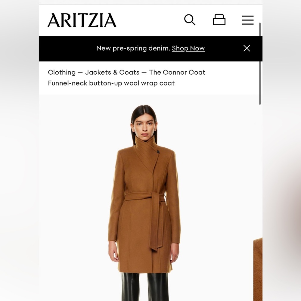 Aritzia Women's Brown Wool Wrap Coat